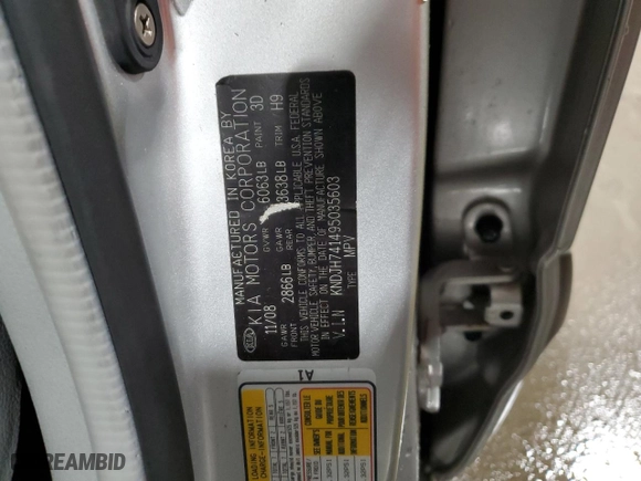 2009 Kia Borrego EX with VIN KNDJH741495035603, listed as a Copart auction lot 84233014 with 108,085 mi miles and Salvage Title. Bid and sale history available at carsss.com. Image 14.