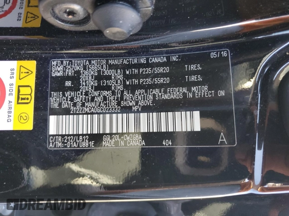 2016 Lexus RX 350 with VIN 2T2ZZMCA0GC023332, listed as a Copart auction lot 62332845 with 57,971 mi miles and Salvage title. Bid and sale history available at DreamBid. Image 13.