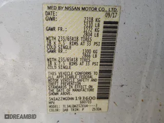 2017 Nissan Murano Platinum with VIN 5N1AZ2MG0HN193600, listed as a Copart auction lot 49988745 with 83,801 mi miles and Salvage Title. Bid and sale history available at carsss.com. Image 14.