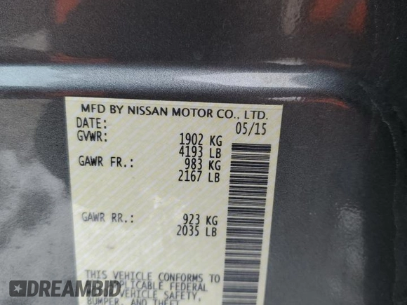2015 Nissan LEAF SV with VIN 1N4AZ0CP5FC332953, listed as a Copart auction lot 39087903 with 61,605 mi miles. Bid and sale history available at carsss.com. Image 12.
