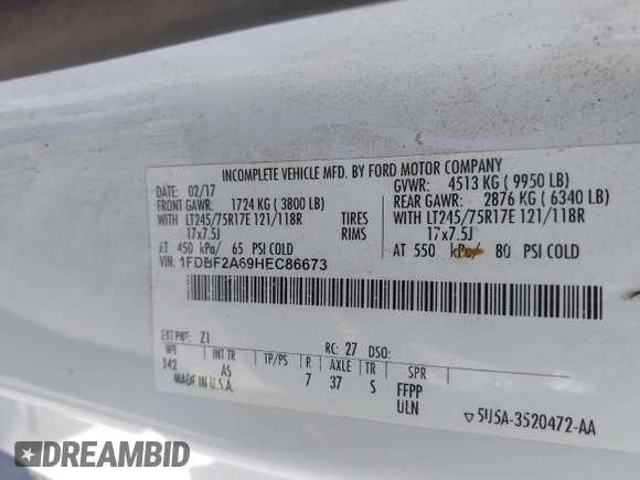 2017 Ford F-250 XL с VIN 1FDBF2A69HEC86673, выставлен на аукционе IAAI как лот 42511398 с пробегом 80 283 миль миль и . История ставок и продаж доступна на DreamBid. Изображение 9.