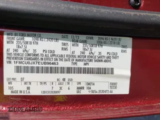 2014 Ford Escape Titanium with VIN 1FMCU0JX7EUB96463, listed as a IAAI auction lot 41935190 with 67,098 mi miles. Bid and sale history available at carsss.com. Image 9.