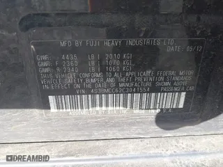 2012 Subaru Legacy 2.5i Premium with VIN 4S3BMCC62C3041554, listed as a IAAI auction lot 41976602 with 104,044 mi miles. Bid and sale history available at carsss.com. Image 9.