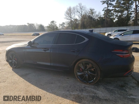 2023 Genesis G70 3.3T with VIN KMTG54TE1PU123941, listed as a Copart auction lot 48929985 with 17,220 mi miles and Salvage title. Bid and sale history available at DreamBid. Image 2.