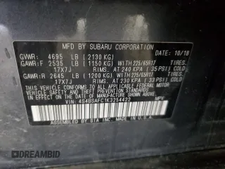 2019 Subaru Outback Premium with VIN 4S4BSAFC1K3254422, listed as a Copart auction lot 48052775 with 166,756 mi miles and Salvage Title. Bid and sale history available at carsss.com. Image 15.