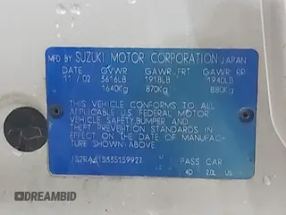 2003 Suzuki Aerio S z VIN JS2RA41S335159927, wystawiony jako IAAI lot #42012847 z przebiegiem 132 482 mil mil oraz . Historia ofert i sprzedaży dostępna na DreamBid. Obrazek 9.