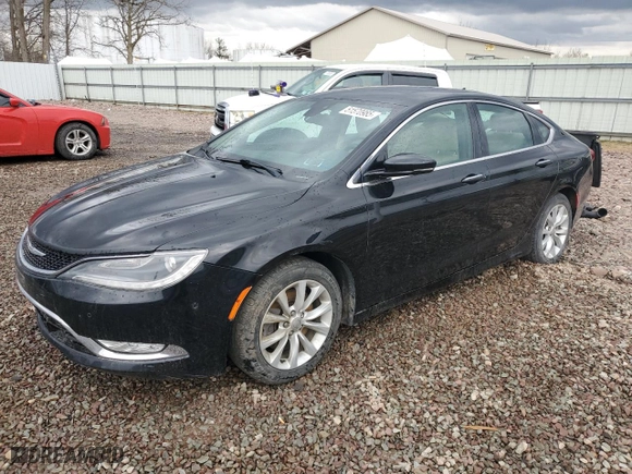 2015 Chrysler 200 C with VIN 1C3CCCEGXFN589313, listed as a Copart auction lot 51570985 with 114,498 mi miles and Salvage Title. Bid and sale history available at carsss.com. Image 1.