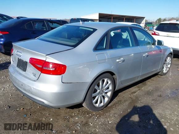 2013 Audi A4 Prestige with VIN WAUKFAFLXDA147339, listed as a IAAI auction lot 41219818 with 132,443 mi miles. Bid and sale history available at carsss.com. Image 4.