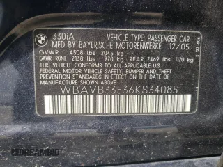 2006 BMW 3 Series 330i with VIN WBAVB33536KS34085, listed as a Copart auction lot 71541384 with 212,508 mi miles and Salvage Title. Bid and sale history available at carsss.com. Image 12.