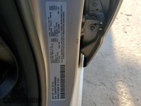 2021 Ram 1500 Big Horn with VIN 1C6SRFMT5MN664350, listed as a Copart auction lot 41986155 with 63,800 mi miles and Salvage title. Bid and sale history available at DreamBid. Image 12.