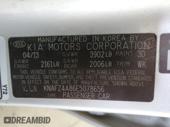 2014 Kia Forte EX with VIN KNAFZ4A86E5078656, listed as a Copart auction lot 52536195 with 58,497 mi miles and Salvage Title. Bid and sale history available at carsss.com. Image 15.