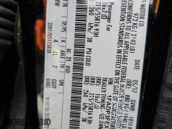 2017 Ford Focus SE with VIN 1FADP3FEXHL281886, listed as a Copart auction lot 53457455 with 84,228 mi miles and Salvage Title. Bid and sale history available at carsss.com. Image 14.
