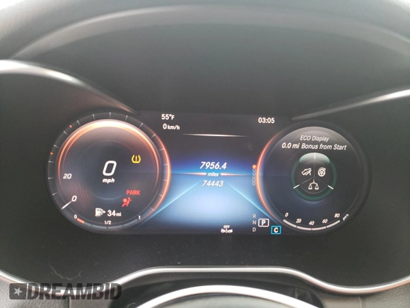 2020 Mercedes-Benz C 300 with VIN WDDWK8DB6LF937361, listed as a Copart auction lot 44571505 with 74,443 mi miles and Salvage Title. Bid and sale history available at DreamBid. Image 9.