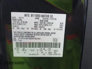 2014 Ford F-150 XL with VIN 1FTFX1EF0EKF52103, listed as a IAAI auction lot 41118947 with 90,471 mi miles. Bid and sale history available at carsss.com. Image 9.