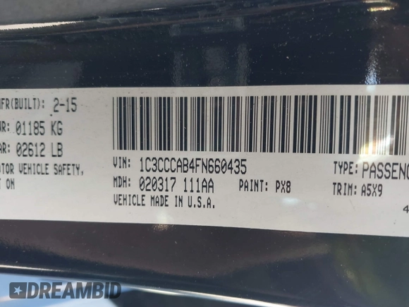 2015 Chrysler 200 Limited with VIN 1C3CCCAB4FN660435, listed as a IAAI auction lot 41630312 with 97,165 mi miles. Bid and sale history available at carsss.com. Image 9.