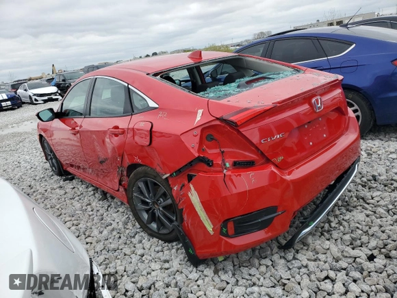 2020 Honda Civic Sedan EX with VIN 2HGFC1F38LH682345, listed as a Copart auction lot 52655705 with 52,556 mi miles and Salvage Title. Bid and sale history available at carsss.com. Image 2.