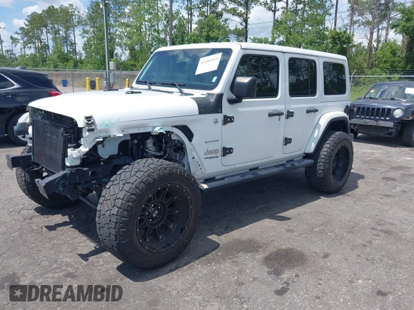 2021 Jeep Wrangler Unlimited Sahara Altitude z VIN 1C4HJXEN7MW518395, wystawiony jako IAAI lot #42484314 z przebiegiem 55 000 mil mil oraz . Historia ofert i sprzedaży dostępna na DreamBid. Obrazek 2.