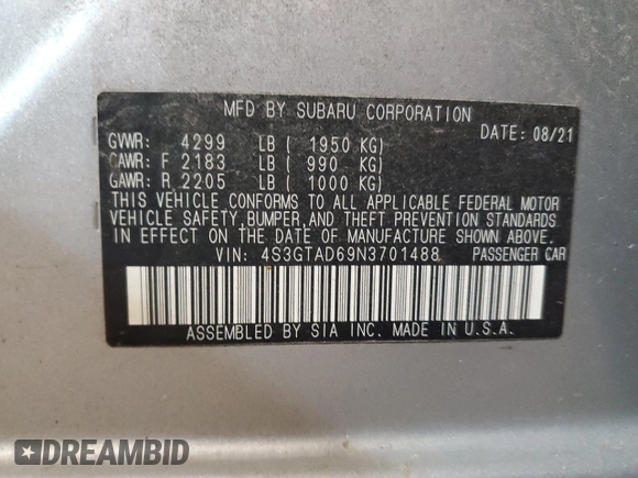2022 Subaru Impreza Premium с VIN 4S3GTAD69N3701488, выставлен на аукционе Copart как лот 42356175 с пробегом 184 342 миль миль и На запчасти • Non repairable. История ставок и продаж доступна на DreamBid. Изображение 13.
