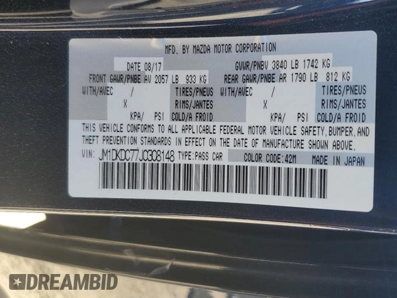 2018 Mazda CX-3 Touring with VIN JM1DKDC77J0308148, listed as a Copart auction lot 81907694 with 83,926 mi miles and Clean Title. Bid and sale history available at carsss.com. Image 15.