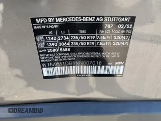 2022 Mercedes-Benz EQB 350 z VIN W1N9M1DB8NN007018, wystawiony jako Copart lot #64506204 z przebiegiem 25 525 mil mil oraz Szkoda całkowita • Salvage title. Historia ofert i sprzedaży dostępna na DreamBid. Obrazek 16.