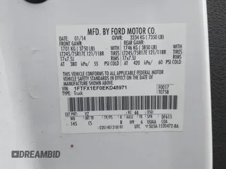 2014 Ford F-150 XL z VIN 1FTFX1EF0EKD45971, wystawiony jako IAAI lot #41952029 z przebiegiem 168 634 mil mil oraz . Historia ofert i sprzedaży dostępna na DreamBid. Obrazek 9.
