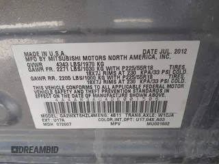 2013 Mitsubishi Outlander Sport ES with VIN 4A4AR3AU4DE001506, listed as a IAAI auction lot 41713089 with 148,769 mi miles. Bid and sale history available at carsss.com. Image 9.