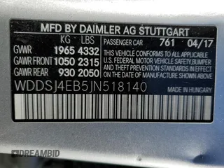2018 Mercedes-Benz CLA 250 with VIN WDDSJ4EB5JN518140, listed as a Copart auction lot 76279083 with 55,652 mi miles and . Bid and sale history available at DreamBid. Image 12.