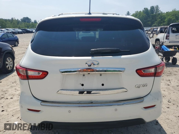 2014 Infiniti QX60 with VIN 5N1AL0MM0EC538966, listed as a Copart auction lot 60871735 with 99,479 mi miles and Salvage title. Bid and sale history available at DreamBid. Image 6.