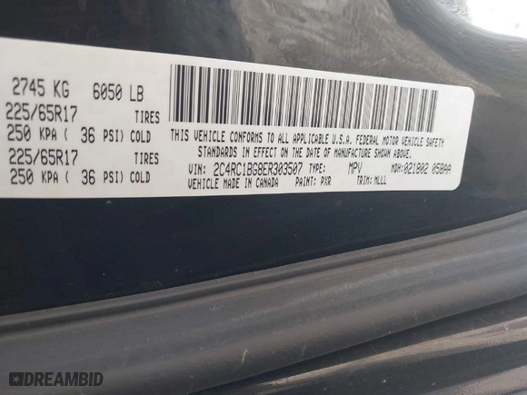 2014 Chrysler Town & Country Touring with VIN 2C4RC1BG8ER303507, listed as a IAAI auction lot 42008446 with 118,374 mi miles. Bid and sale history available at carsss.com. Image 9.