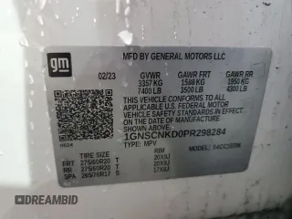 2023 Chevrolet Tahoe LT with VIN 1GNSCNKD0PR298284, listed as a Copart auction lot 48360885 with 55,452 mi miles and Clean title. Bid and sale history available at DreamBid. Image 13.