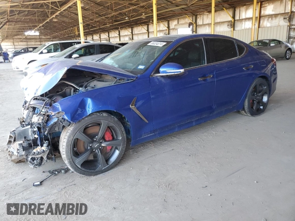 2019 Genesis G70 3.3T Advanced with VIN KMTG34LE2KU032322, listed as a Copart auction lot 66004014 with 24,852 mi miles and Salvage Title. Bid and sale history available at carsss.com. Image 1.