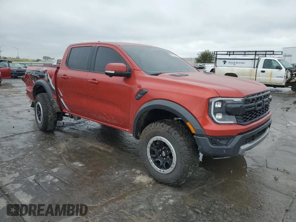 2024 Ford Ranger Raptor with VIN 1FTER4LRXRLE11947, listed as a Copart auction lot 68929944 with 7,512 mi miles and Salvage Title. Bid and sale history available at carsss.com. Image 4.