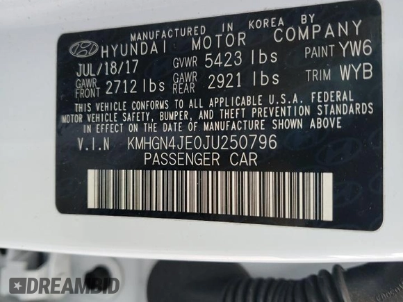 2018 Genesis G80 3.8L with VIN KMHGN4JE0JU250796, listed as a Copart auction lot 78609444 with 121,395 mi miles and Salvage title. Bid and sale history available at DreamBid. Image 12.