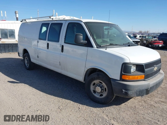 2013 Chevrolet Express Cargo Van with VIN 1GCWGGCA3D1117610, listed as a IAAI auction lot 41196391 with 201,350 mi miles. Bid and sale history available at carsss.com. Image 1.