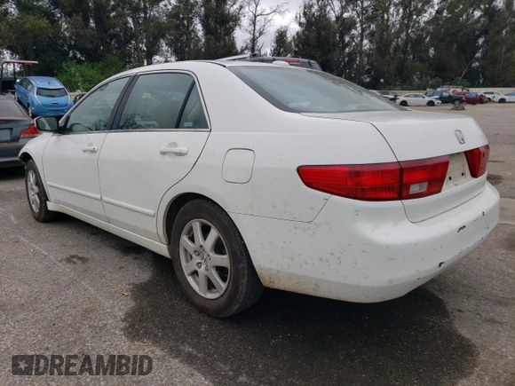 2005 Honda Accord EX-L z VIN 1HGCM66565A041274, wystawiony jako Copart lot #55854125 z przebiegiem Nie podano mil oraz Szkoda całkowita • Salvage title. Historia ofert i sprzedaży dostępna na DreamBid. Obrazek 2.