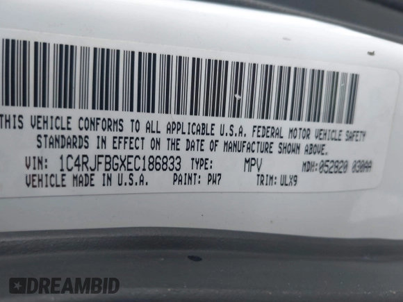 2014 Jeep Grand Cherokee Limited with VIN 1C4RJFBGXEC186833, listed as a IAAI auction lot 42677411 with 117,685 mi miles and . Bid and sale history available at DreamBid. Image 9.