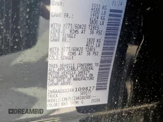 2024 Nissan Titan Pro-4X with VIN 1N6AA1ED3RN109827, listed as a Copart auction lot 50633225 with 4,076 mi miles and Salvage title. Bid and sale history available at DreamBid. Image 12.