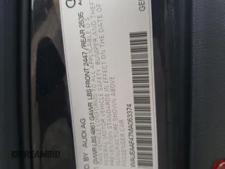 2021 Audi A4 S line Premium Plus z VIN WAUEAAF47MA053374, wystawiony jako Copart lot #78616953 z przebiegiem 47 166 mil mil oraz Szkoda całkowita • Salvage title. Historia ofert i sprzedaży dostępna na DreamBid. Obrazek 12.
