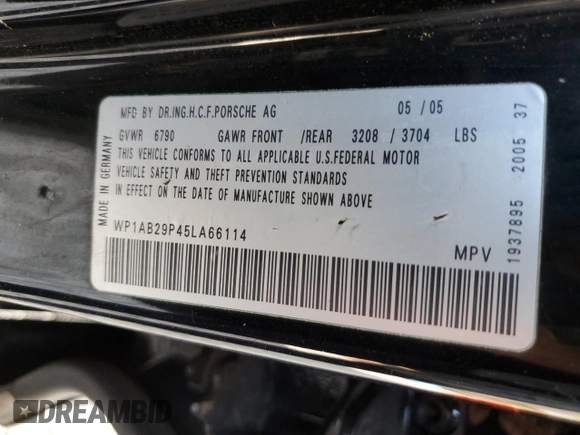 2005 Porsche Cayenne S z VIN WP1AB29P45LA66114, wystawiony jako Copart lot #68756294 z przebiegiem 79 073 mil mil oraz Nie do naprawy. Historia ofert i sprzedaży dostępna na DreamBid. Obrazek 13.