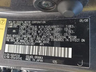 2008 Toyota Highlander with VIN JTEDS41A782051887, listed as a IAAI auction lot 41855008 with 127,015 mi miles. Bid and sale history available at carsss.com. Image 9.
