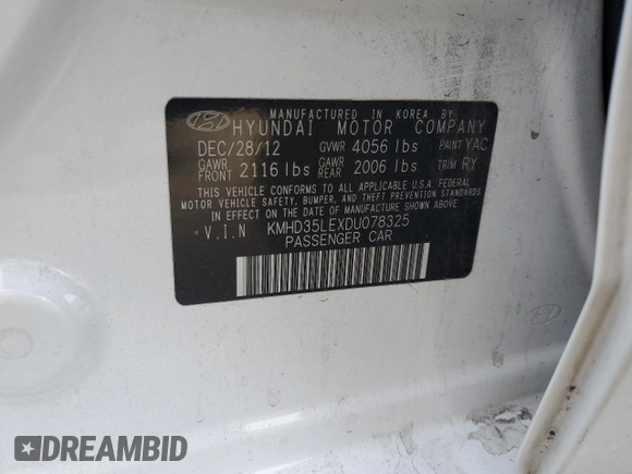2013 Hyundai Elantra GT with VIN KMHD35LEXDU078325, listed as a Copart auction lot 78667074 with 100,989 mi miles and Salvage Title. Bid and sale history available at carsss.com. Image 12.
