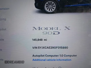 2016 Tesla Model X 70D z VIN 5YJXCAE29GF015890, wystawiony jako IAAI lot #41637564 z przebiegiem 145 848 mil mil oraz . Historia ofert i sprzedaży dostępna na DreamBid. Obrazek 7.