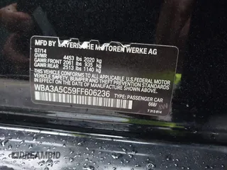 2015 BMW 3 Series 328i with VIN WBA3A5C59FF606236, listed as a IAAI auction lot 41690502 with 115,085 mi miles. Bid and sale history available at carsss.com. Image 9.