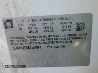 2011 Buick Regal CXL RL1 with VIN 2G4GN5EC8B9184947, listed as a Copart auction lot 48390325 with 147,971 mi miles and Clean title. Bid and sale history available at DreamBid. Image 12.