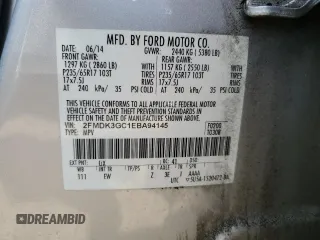 2014 Ford Edge SE with VIN 2FMDK3GC1EBA94145, listed as a Copart auction lot 62373525 with 146,830 mi miles and Salvage title. Bid and sale history available at DreamBid. Image 12.