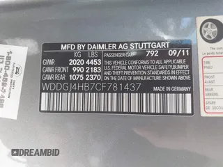 2012 Mercedes-Benz C 250 with VIN WDDGJ4HB7CF781437, listed as a IAAI auction lot 42691860 with 109,049 mi miles and . Bid and sale history available at DreamBid. Image 9.