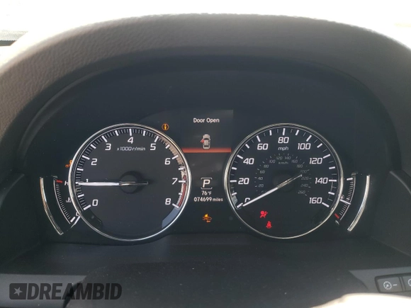 2017 Acura RLX Technology with VIN JH4KC1F5XHC000539, listed as a Copart auction lot 57857175 with 74,699 mi miles and Salvage title. Bid and sale history available at DreamBid. Image 9.