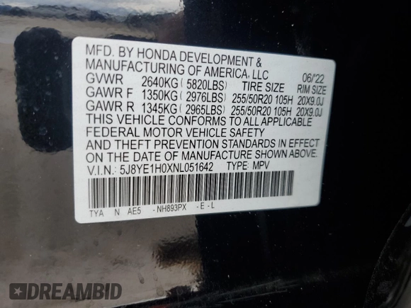 2022 Acura MDX w/A-Spec Package with VIN 5J8YE1H0XNL051642, listed as a Copart auction lot 70593004 with 27,978 mi miles and Salvage Title. Bid and sale history available at carsss.com. Image 14.