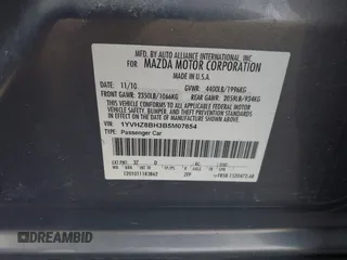2011 Mazda Mazda6 i Sport with VIN 1YVHZ8BH3B5M07854, listed as a IAAI auction lot 41780621 with 175,036 mi miles. Bid and sale history available at carsss.com. Image 9.