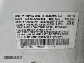 2015 Acura MDX Technology with VIN 5FRYD3H41FB012506, listed as a Copart auction lot 79492514 with 236,232 mi miles and Salvage Title. Bid and sale history available at DreamBid. Image 13.